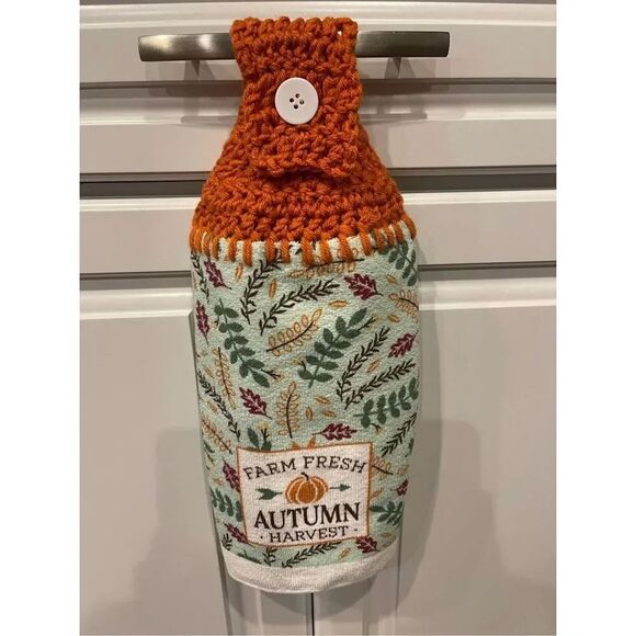 Crochet Top Kitchen Towel- Farm Fresh Autumn Harvest 2 available - Picture 3 of 3